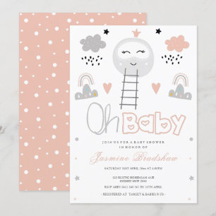 Baby Shower Pathway till Måne Oh Baby Inbjudningar