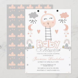 Baby Shower Pathway till Måne Rosa Inbjudningar