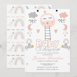 Baby Shower Pathway till Måne Rosa Inbjudningar