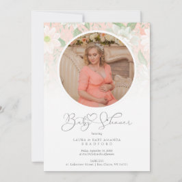 Baby Shower Peach Floral Botanical Photo