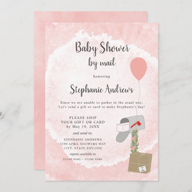 Baby Shower per mail för flicka Inbjudningar (Fram/baksida)