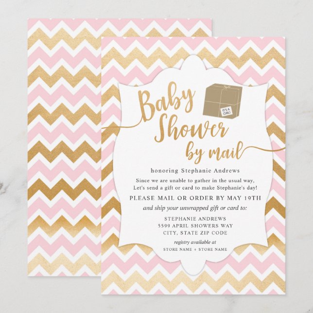 Baby Shower per mail med leveranslåda Inbjudningar (Fram/baksida)