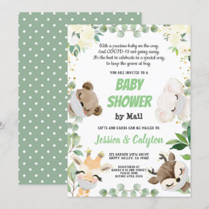 Baby Shower Per Post Könsneutral Skogslevande Djur Inbjudningar