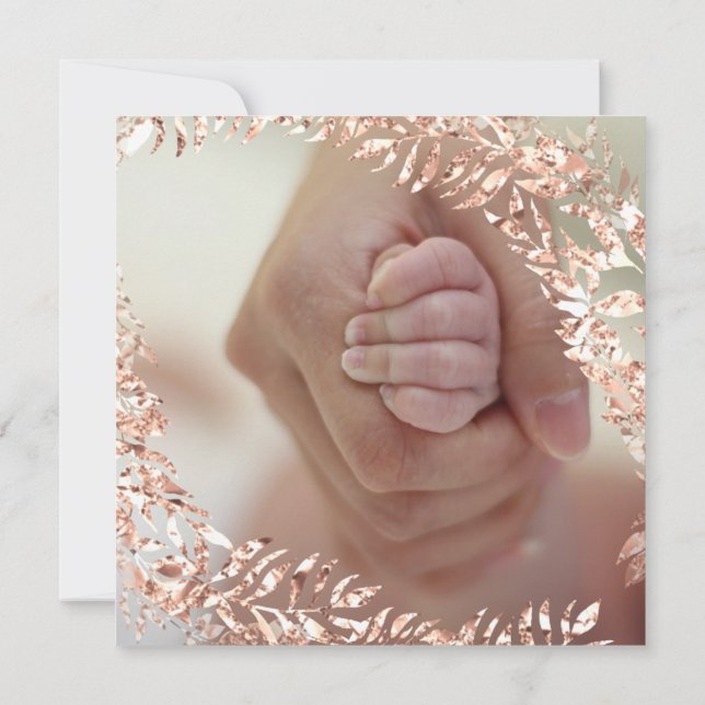 Baby Shower Photo Blommigt Ro Rosa Royal Baby Inbjudningar (Baksida)