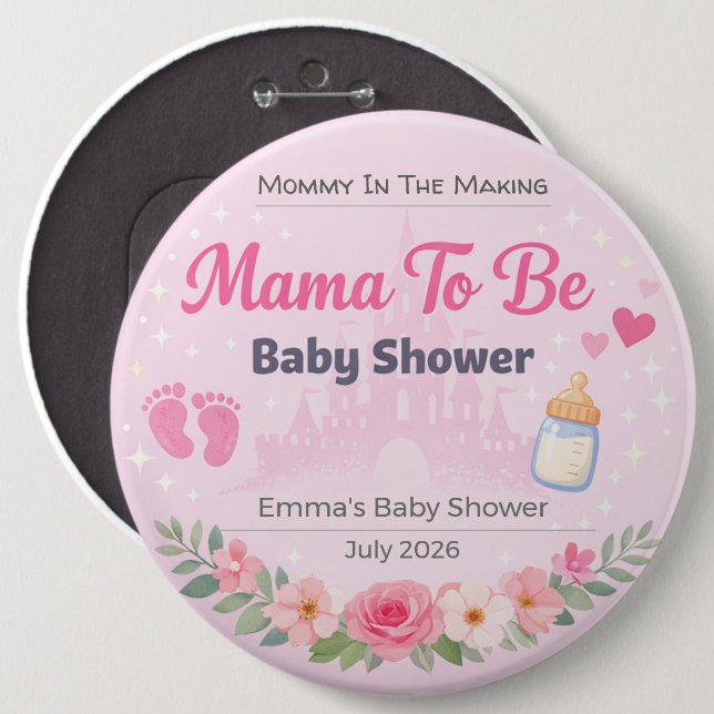Baby Shower Pin | Blivande Mamma | Festgåva Knapp (Framsida & baksida)