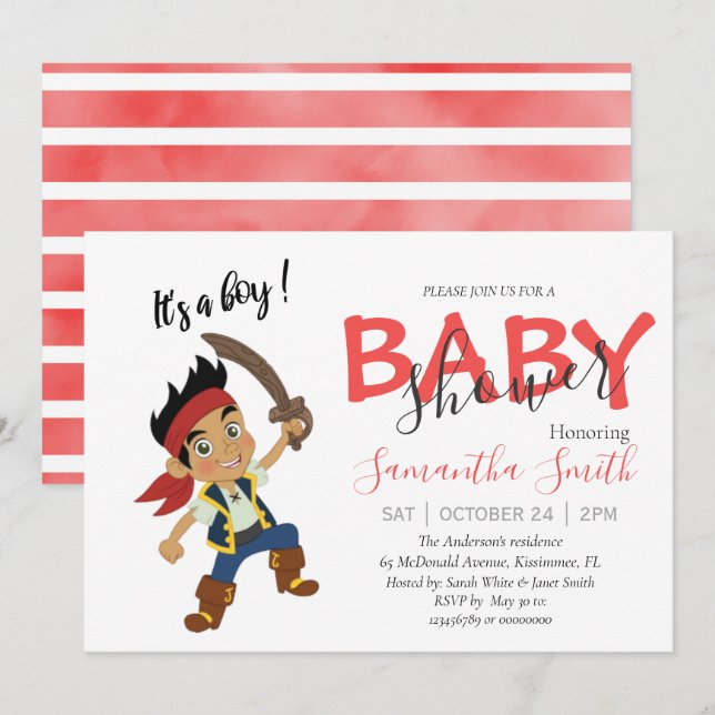 Baby Shower pirat boymeddelande Meddelande (Fram/baksida)