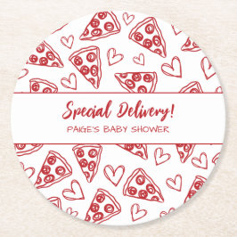 Baby Shower Pizza Party italiensk Speciell Deliver Underlägg Papper Rund
