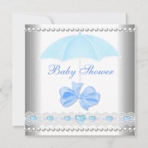 Baby Shower Pojke Baby Blå Paraply Inbjudningar