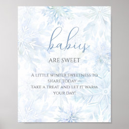 Baby Shower Pojke Blå Snöflinga Bebisar är Söta Poster
