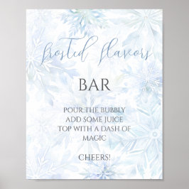 Baby Shower Pojke Blå Snöflinga Mom-osa Bar Poster