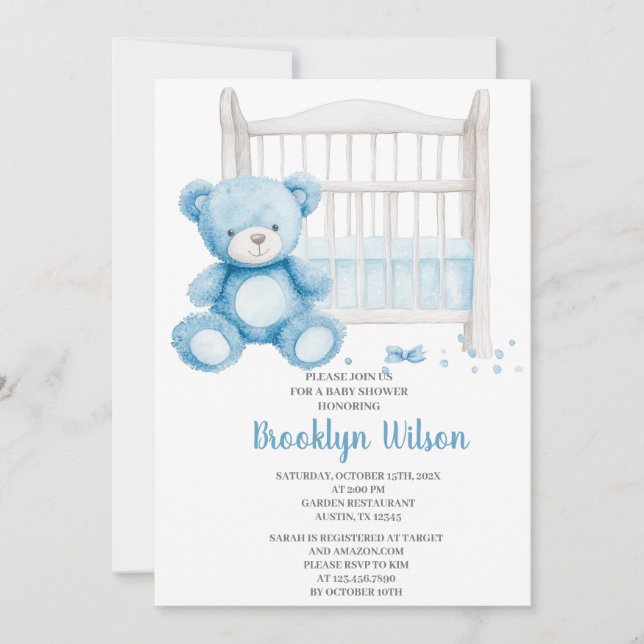 Baby Shower Pojke Elefant Inbjudan (Framsida)