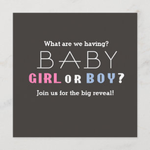 Baby Shower Pojke eller Flicka Köns Avslöjande Fes Inbjudningar
