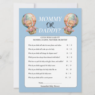 Baby Shower pojke Mamma eller Pappa Varm luftsbal Inbjudningar