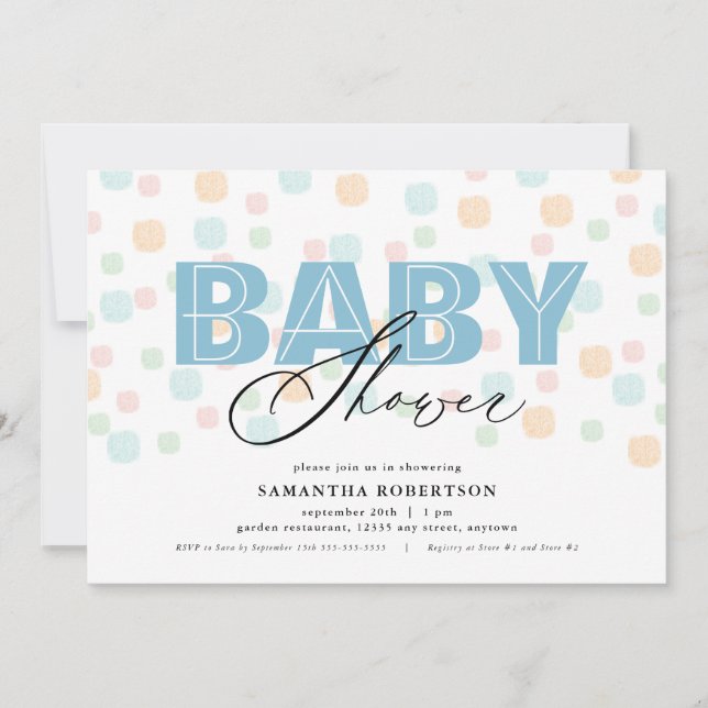 Baby Shower Pojke Moderna Pastellprickar  (Framsida)