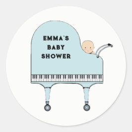 Baby Shower Pojke Musik Tema Runt Klistermärke