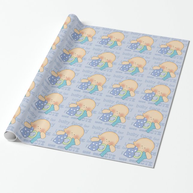 Baby Shower-pojke som omsluter papper Presentpapper (Utrullad)