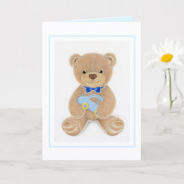 Baby Shower Pojke Teddybjörn Vikad Lyckningskort Kort