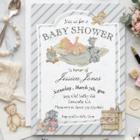Baby Shower Pojke Vintage Stoppat Djur