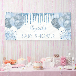 Baby Shower-pojkens blå silver glitter-ballonger