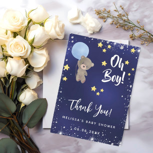 Baby Shower-pojkens blå teddy-tack Inbjudningar