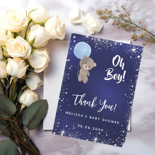 Baby Shower-pojkens blå teddy-tack Inbjudningar