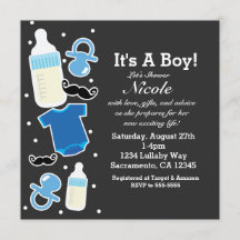 Baby Shower Pojksaker Blå & Grå Modern