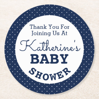 Baby Shower Polka dots Underlägg Papper Rund