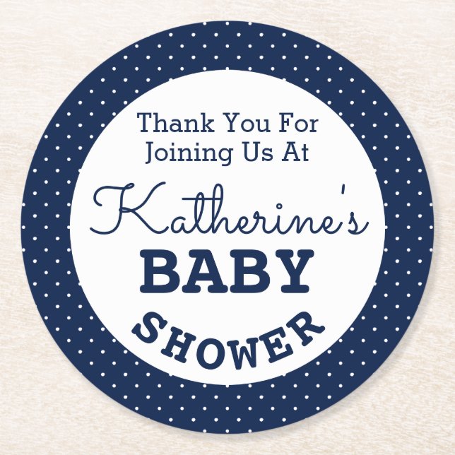 Baby Shower Polka dots Underlägg Papper Rund (Framsidan)