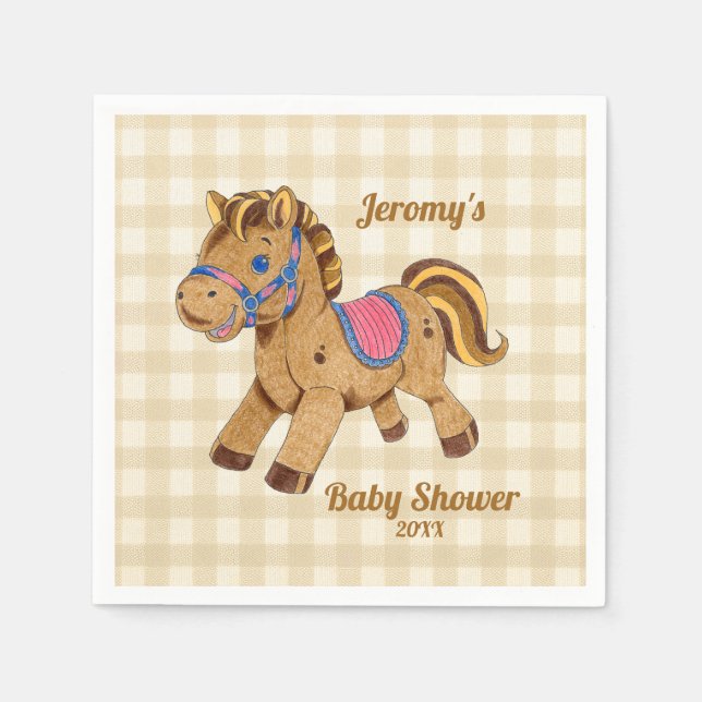 Baby Shower Pony Coaster Pappersservett (Framsidan)