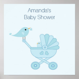 Baby Shower Poster med Blue Birds