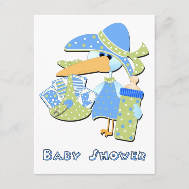 Baby Shower Postkort Inbjudan Vykort (Framsida)