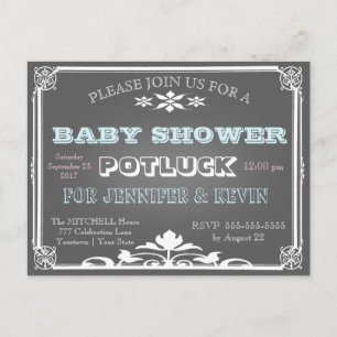 Baby Shower POTLUCK Chalkboard Inbjudan Vykort
