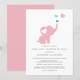 Baby Shower Present Genom Posten Rosa Elefant Inbjudningar