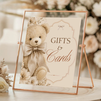 Baby Shower-present och kort-skylt Beige Neutral Poster