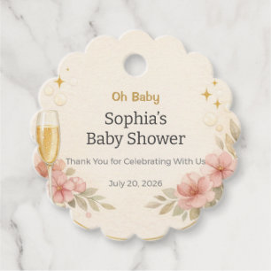 Baby Shower Presentetikett Korken ur champagnefl Gåvor Etiketter