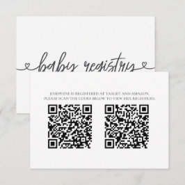 Baby Shower Presentkort med QR-koder Minimalistisk Tilläggskort