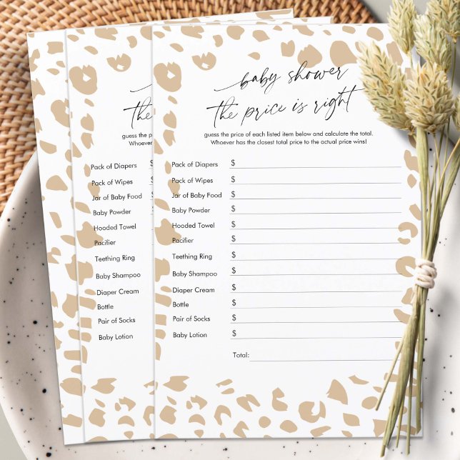Baby Shower pris är höger, Safari Games (Safari Animal Prints, The Price is Right, Safari Animals Themed baby Shower Game.)