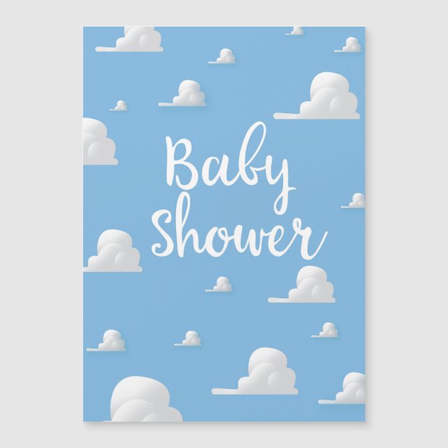 Baby Shower Puffiga Vita Moln (Framsida)