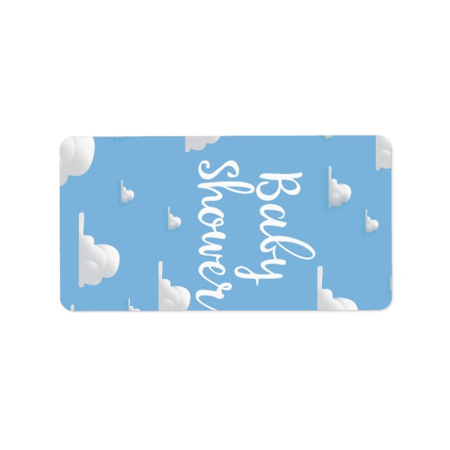 Baby Shower Puffiga Vita Moln Adressetikett (Framsidan)
