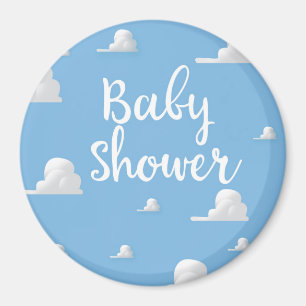 Baby Shower Puffiga Vita Moln Magnet