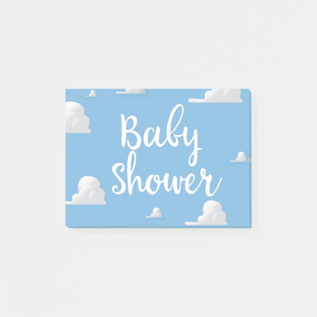 Baby Shower Puffiga Vita Moln Post-it Block (Framsida)