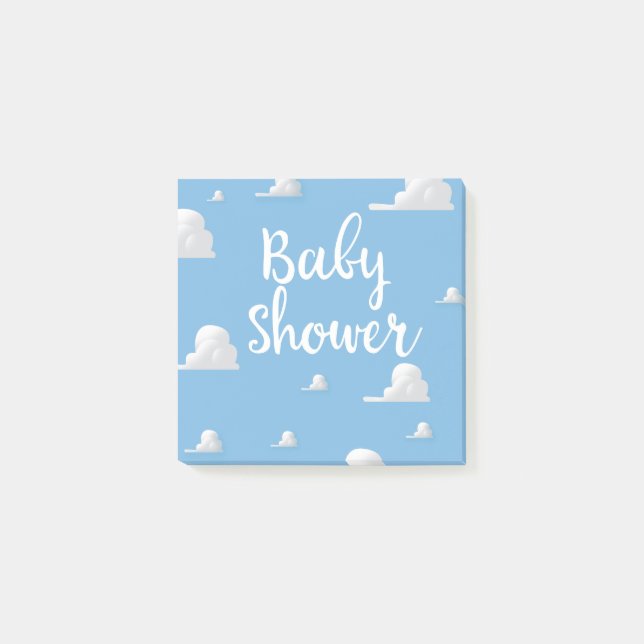 Baby Shower Puffiga Vita Moln Post-it Block (Framsida)