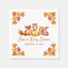 Baby Shower Pumpa Söt Räv Höstlöv Djur Pappersservett
