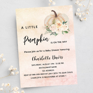 Baby Shower pumpkin-blommor lyx Inbjudningar
