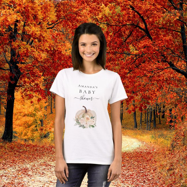 Baby Shower pumpkin-gräddblommor faller flicka T Shirt (Skapare uppladdad)