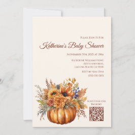 Baby Shower-Pumpkin med Flowers- Inbjudningar