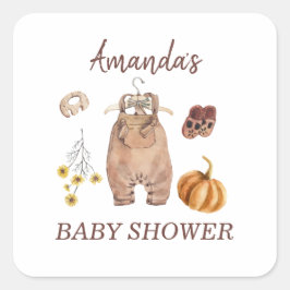 Baby Shower Pumpkin Minimalist Baby Fyrkantigt Klistermärke