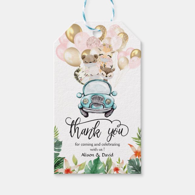 Baby Shower Quarantine Treat Märkre | Safari Frien Presentetikett (Framsidan)