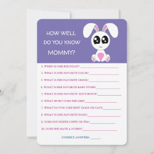 Baby Shower Rabbit, hur bra vet du Mamma? Inbjudningar