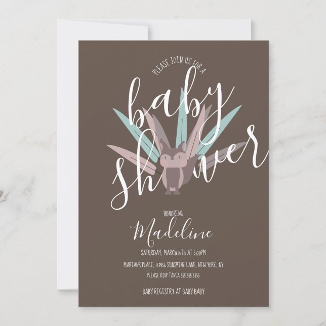Baby Shower Räf Bohemian Fjädrar  Inbjudningar (Framsida)